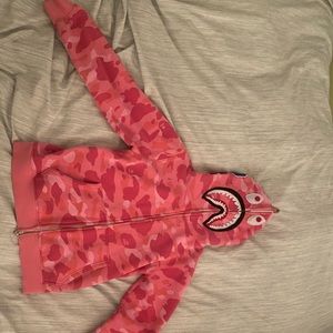 Pink Bape Zip Up Hoodie Boys Large
